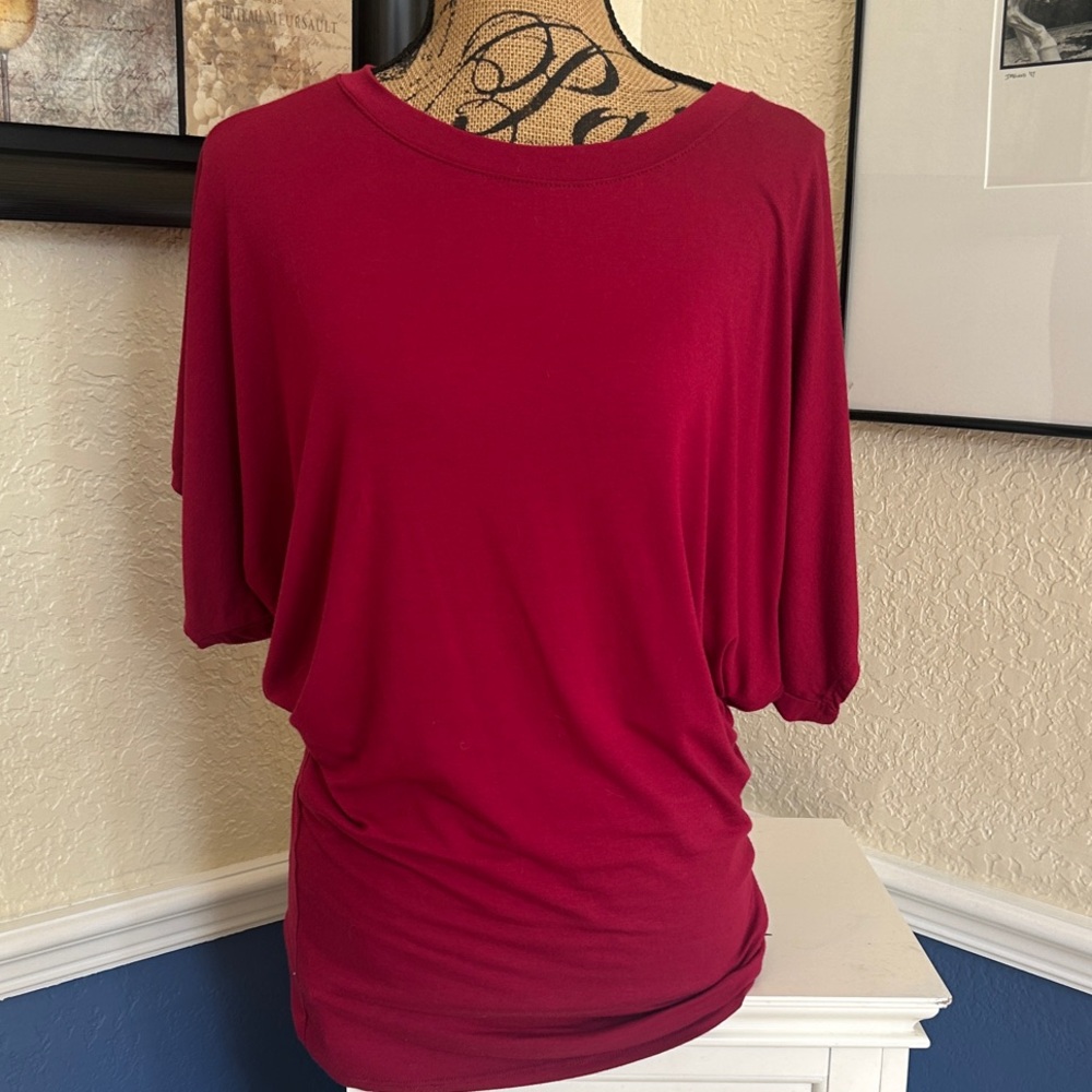 Free to Live Women's Deep Red Blouse Shirt Top Size Large